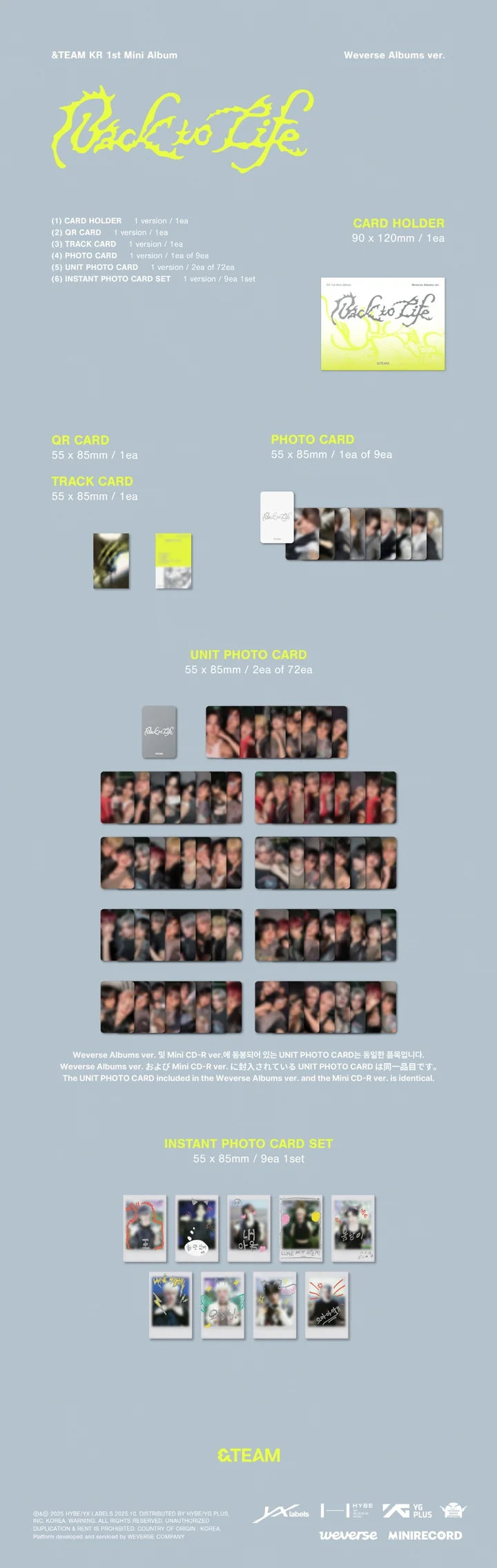 &TEAM - [BACK TO LIFE] KR 1st Mini Album PHOTOCARD BOX WEVERSE ALBUMS Version