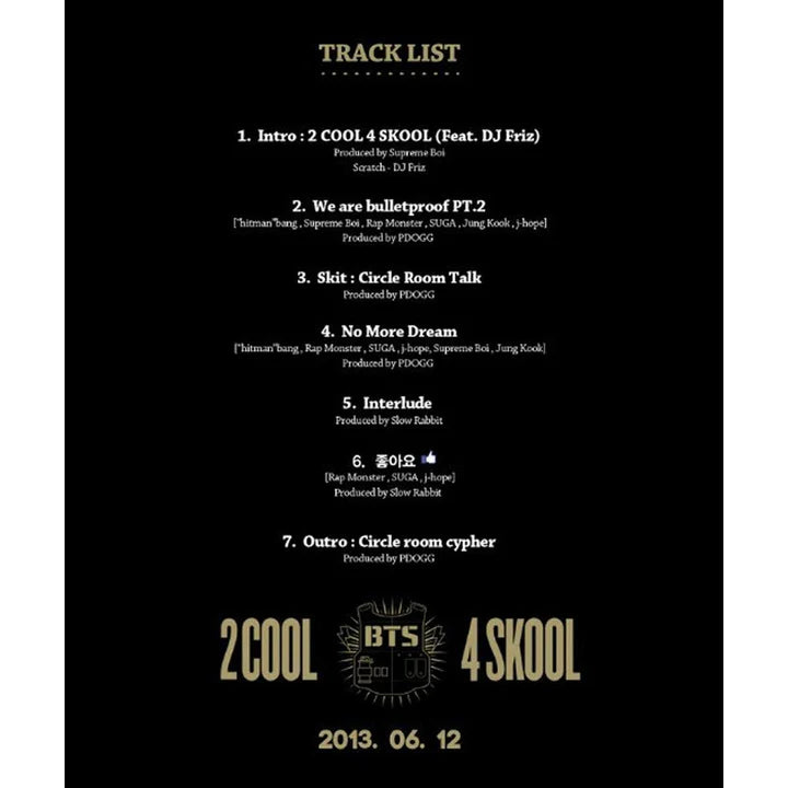 BTS - [2 Cool 4 Skool] 1st Single Album