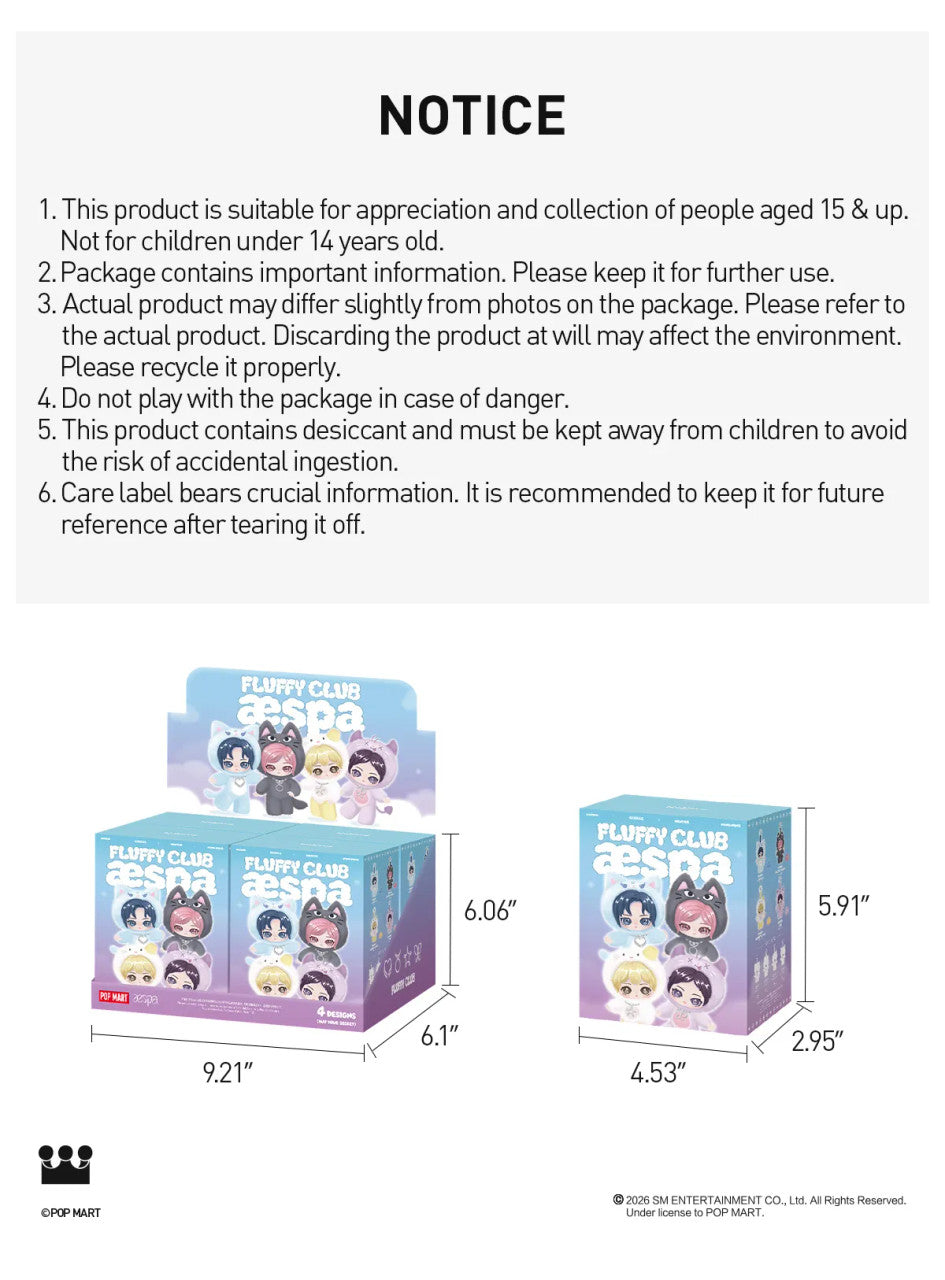AESPA - FLUFFY CLUB SERIES VINYL PLUSH DOLL BLIND BOX