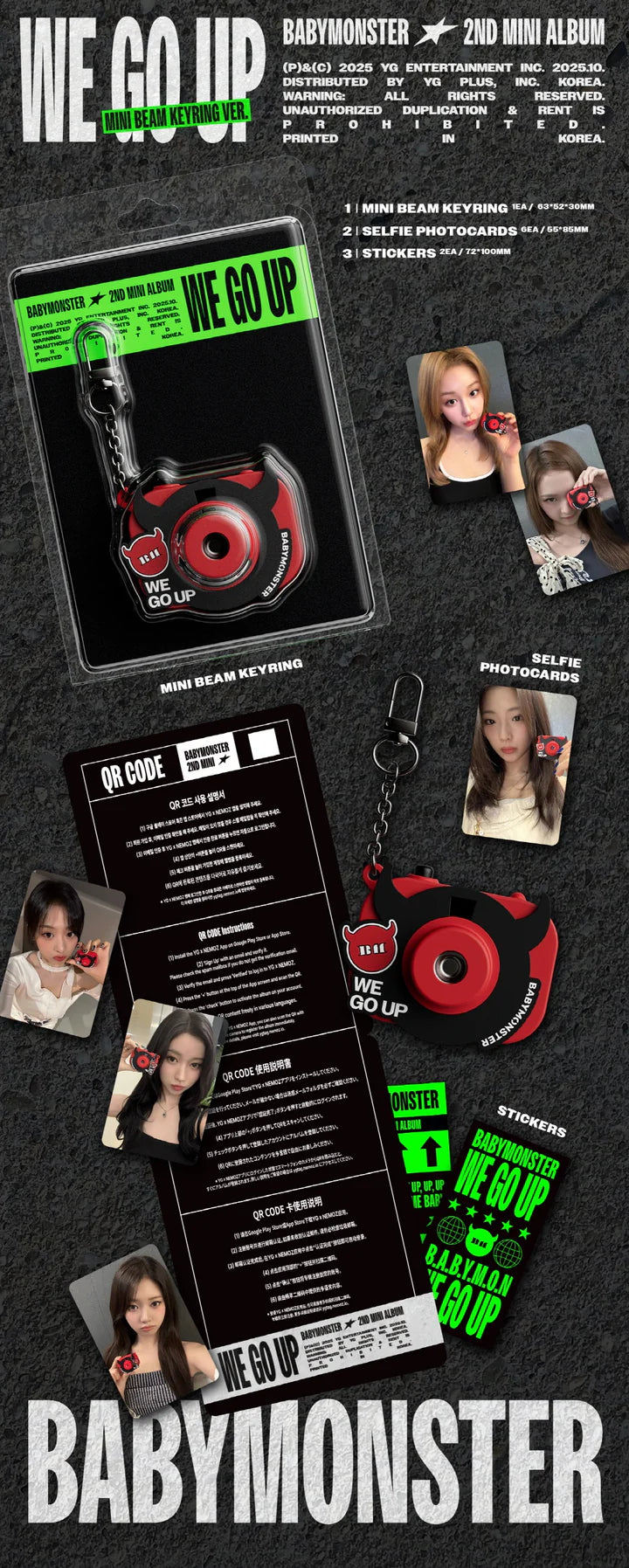 BABYMONSTER - [WE GO UP] 2ND MINI ALBUM MINI BEAM KEYRING Version