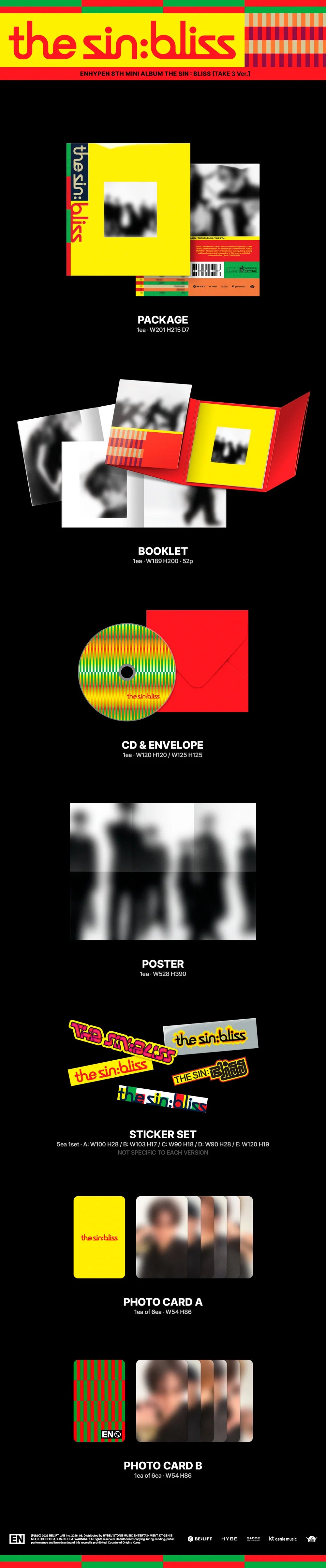 (PRE-ORDER) ENHYPEN - [THE SIN : BLISS] 8th Mini Album (TAKE VER.) *HELLO82 EXCLUSIVE*
