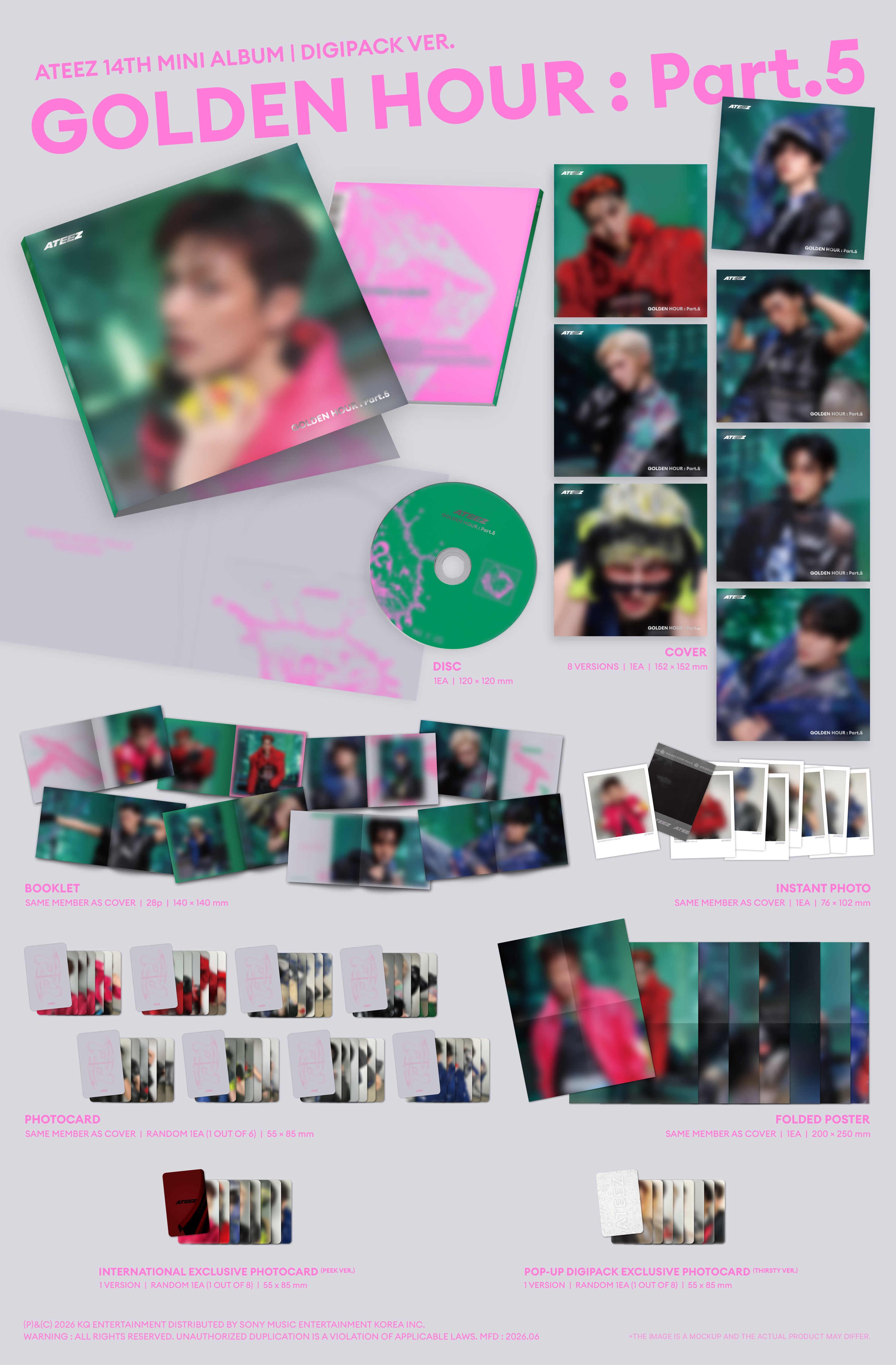 ATEEZ GOLDEN HOUR Part.5 POP-UP 購入特典 サン ATEEZ - [GOLDEN HOUR: PT. 5] (Member Digipack ver.) *POP-UP