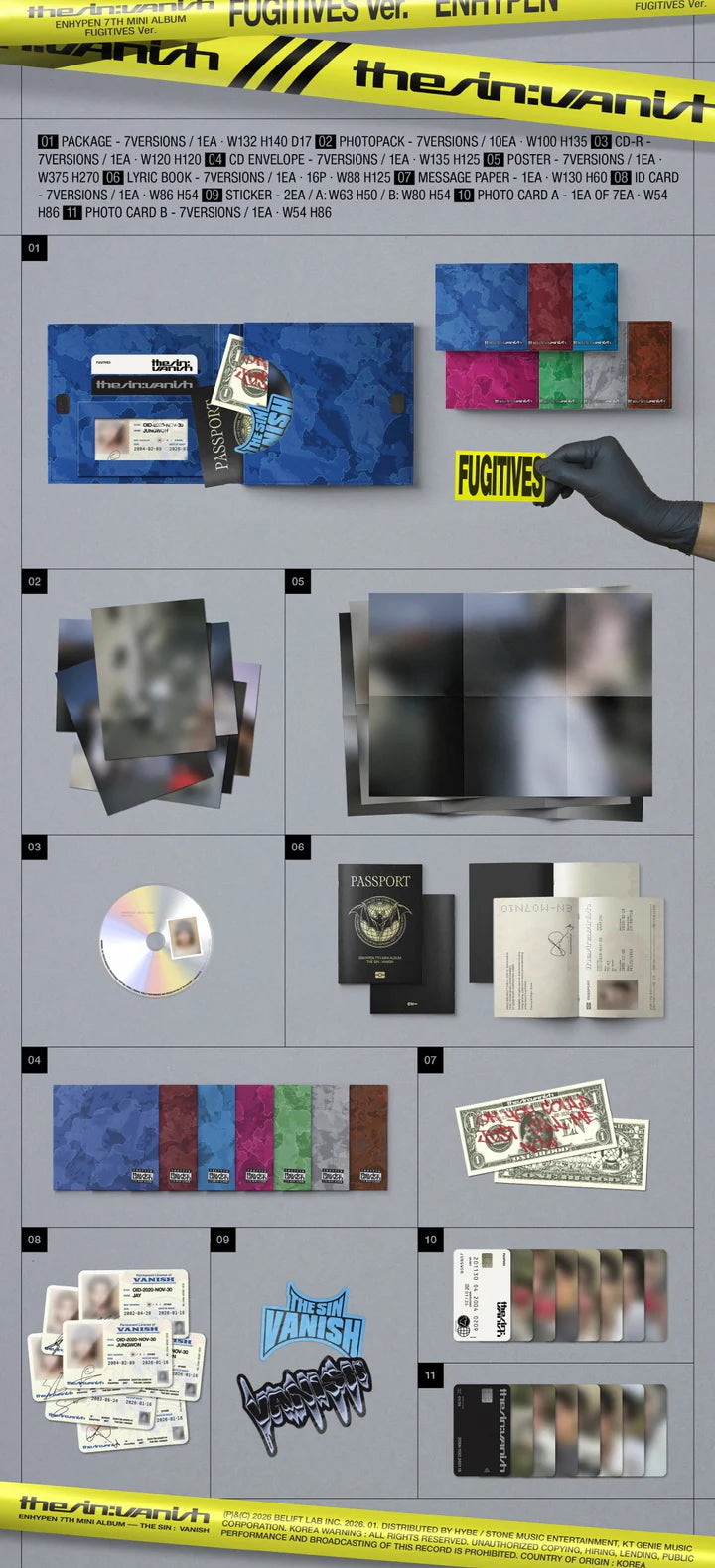 ENHYPEN - [THE SIN : VANISH] 7th Mini Album FUGITIVES Version
