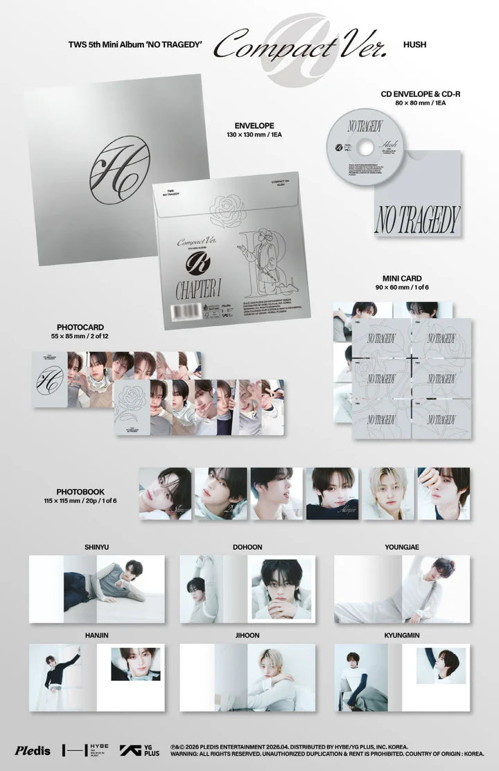 TWS - [NO TRAGEDY] 5th Mini Album COMPACT HUSH Version (RANDOM)