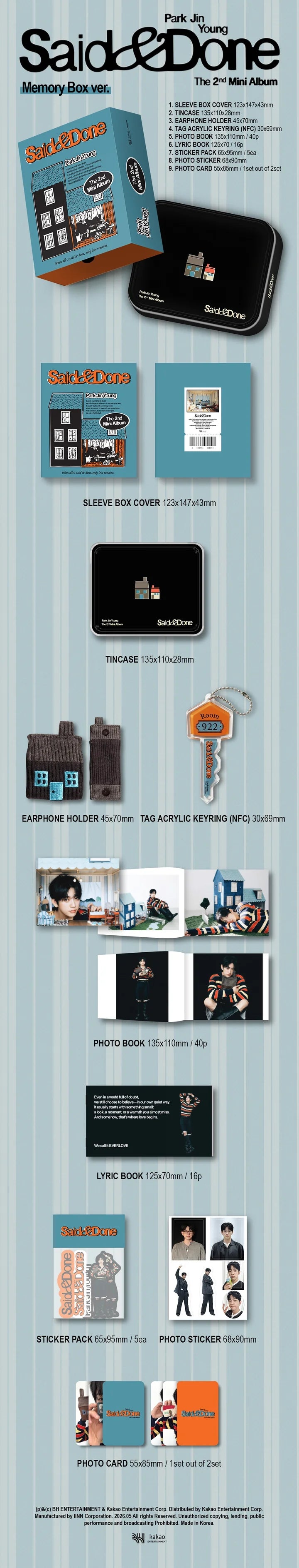 PARK JIN YOUNG (GOT7) - [SAID & DONE] 2nd Mini Album MEMORY BOX Version