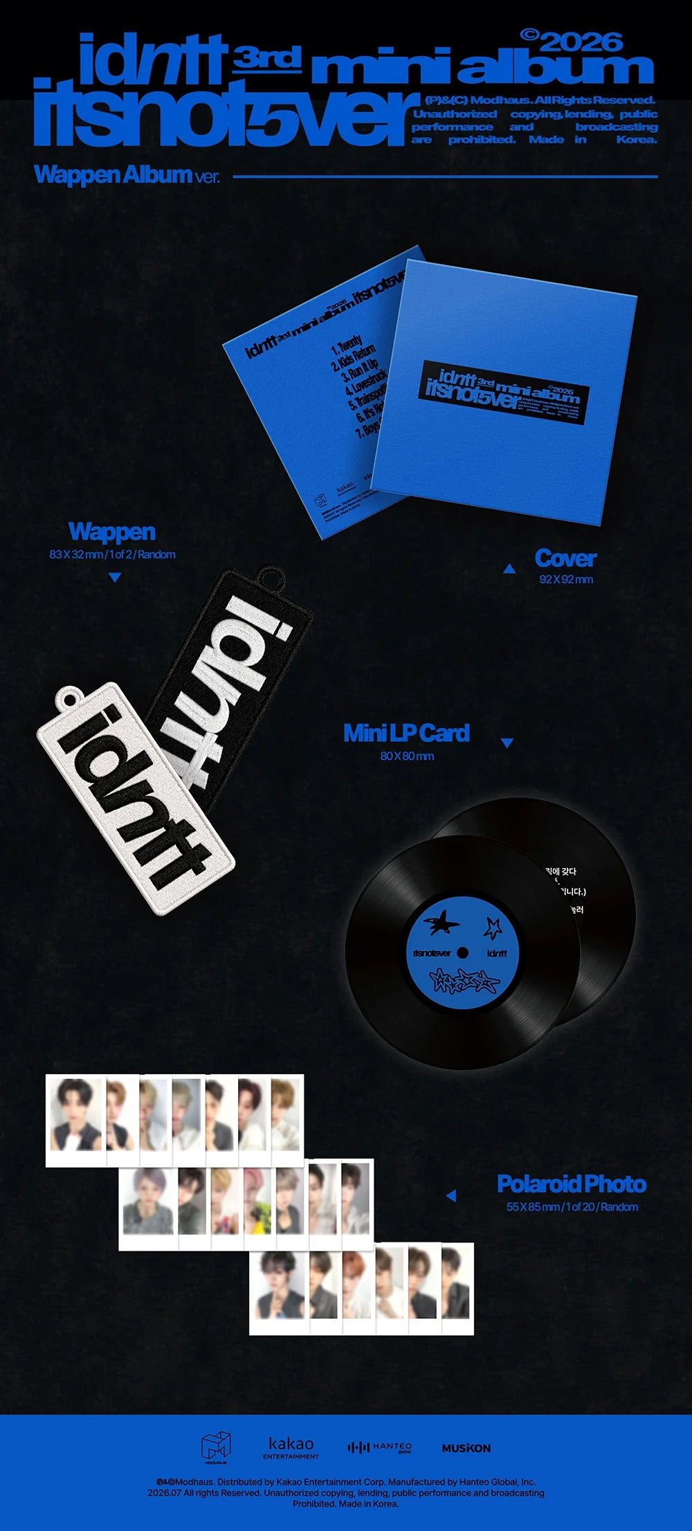 (PRE-ORDER) IDNTT - [ITSNOTOVER] 3rd Mini Album (WAPPEN ALBUM VER.)