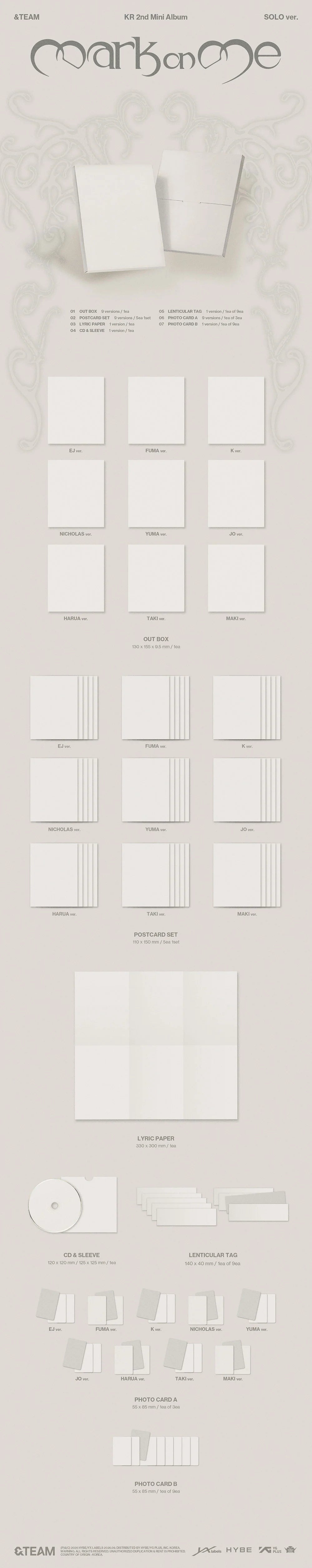(PRE-ORDER) &TEAM - [Mark on Me] KR 2nd Mini Album (SOLO VER.)