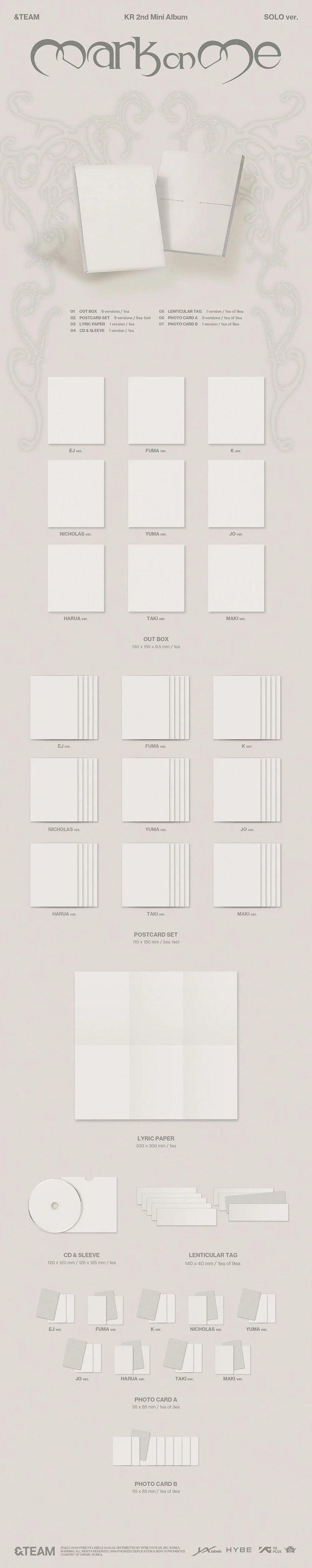 (PRE-ORDER) &TEAM - [Mark on Me] KR 2nd Mini Album (SOLO VER.)