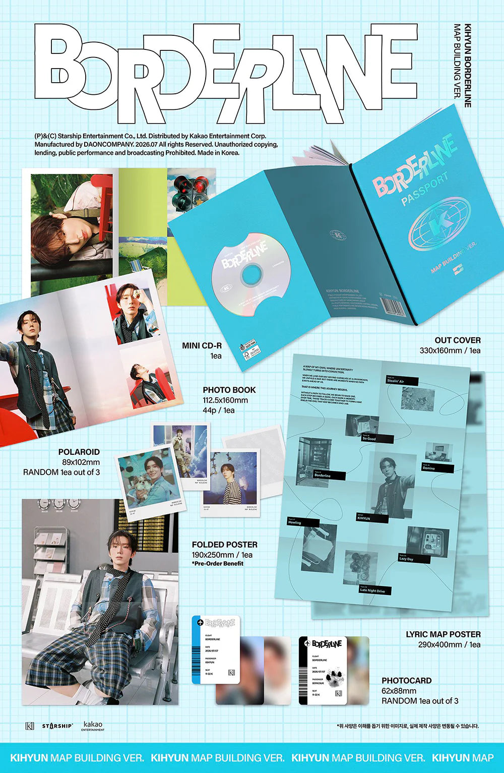 KIHYUN (MONSTA X) - [BORDERLINE] EP Album MAP BUILDING (LIMITED) Version
