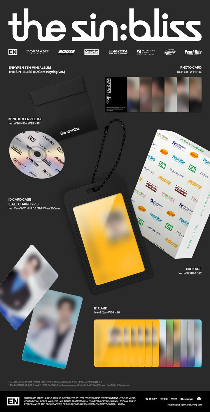 (PRE-ORDER) ENHYPEN - [THE SIN : BLISS] 8th Mini Album (ID CARD KEYRING VER.)