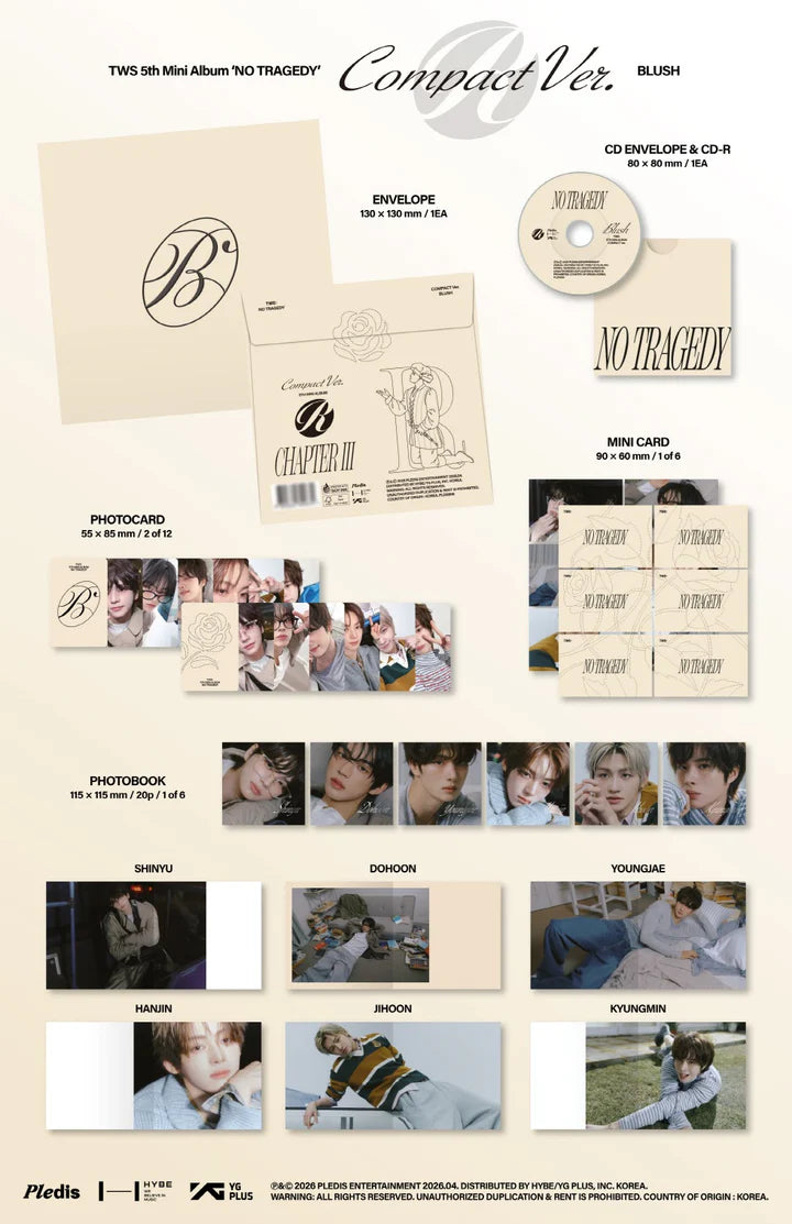 TWS - [NO TRAGEDY] 5th Mini Album COMPACT BLUSH Version (RANDOM)