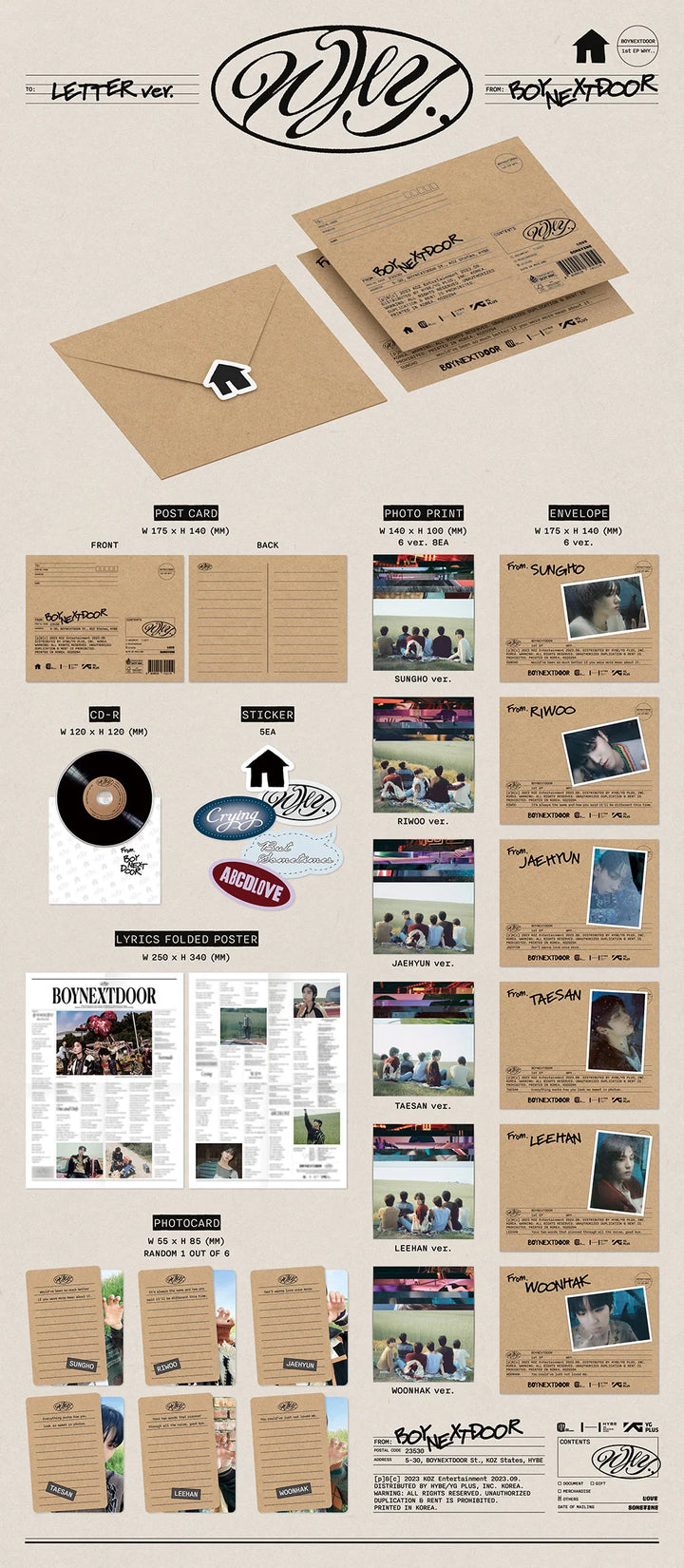 BOYNEXTDOOR - [WHY..] 1st EP Album LETTER Version