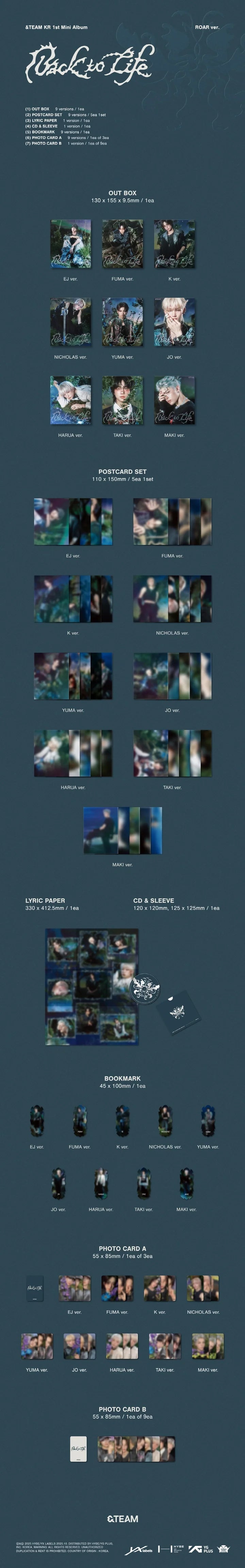 &TEAM - [BACK TO LIFE] KR 1st Mini Album (Roar Ver.)