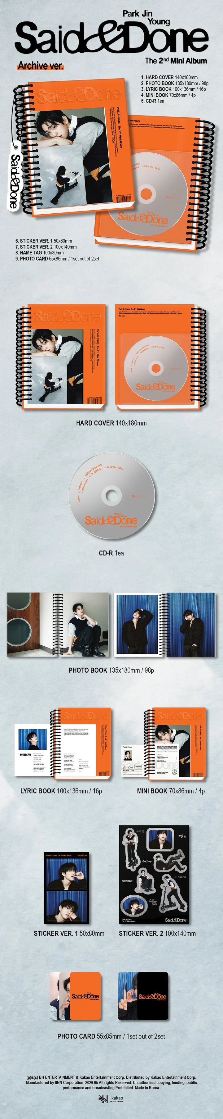 PARK JIN YOUNG (GOT7) - [SAID & DONE] 2nd Mini Album ARCHIVE Version