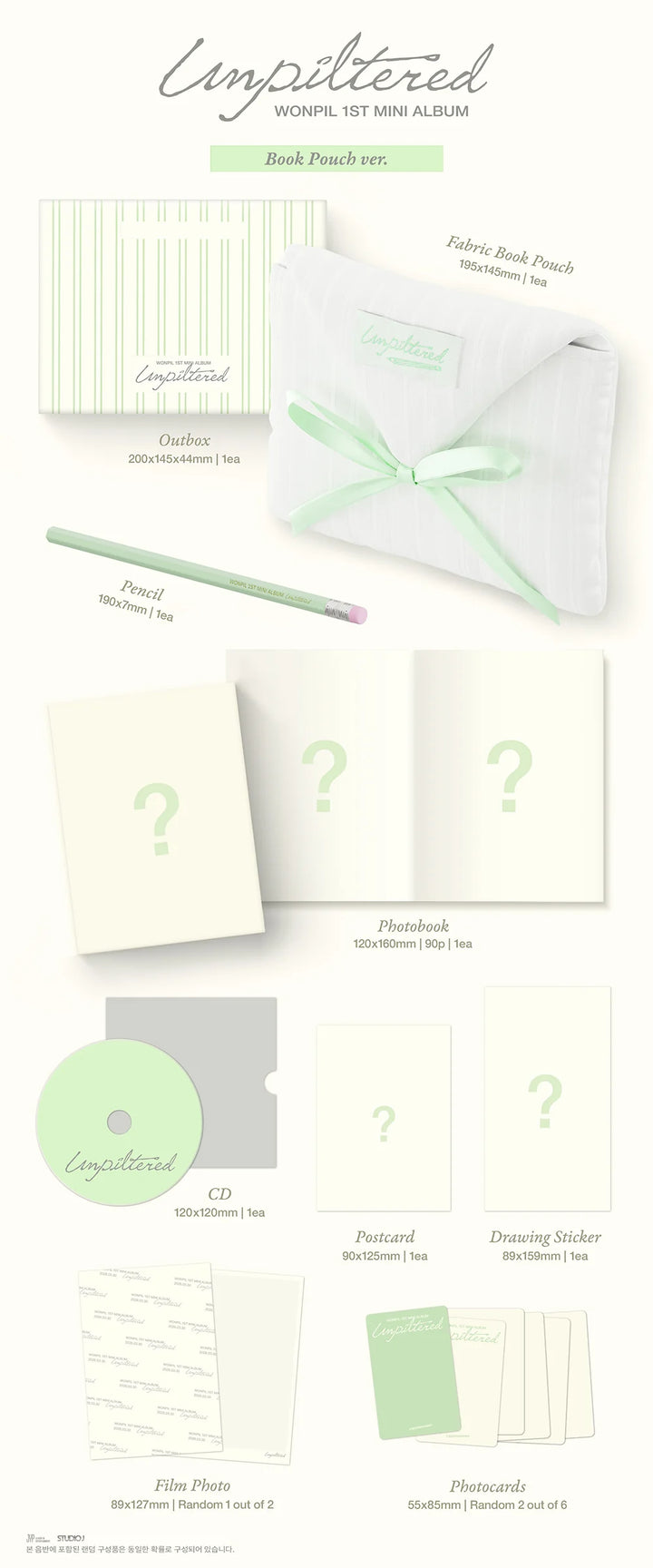 WONPIL - [UNPILTERED] 1st Mini Album BOOK POUCH Version